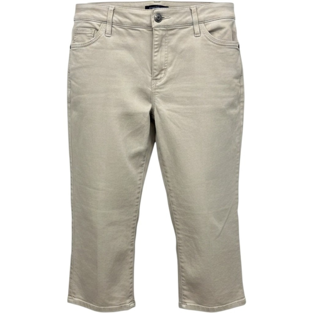 Liz Claiborne Woman Tan Khaki Classic Slim Leg Capri Pants 16W Stretch Cropped